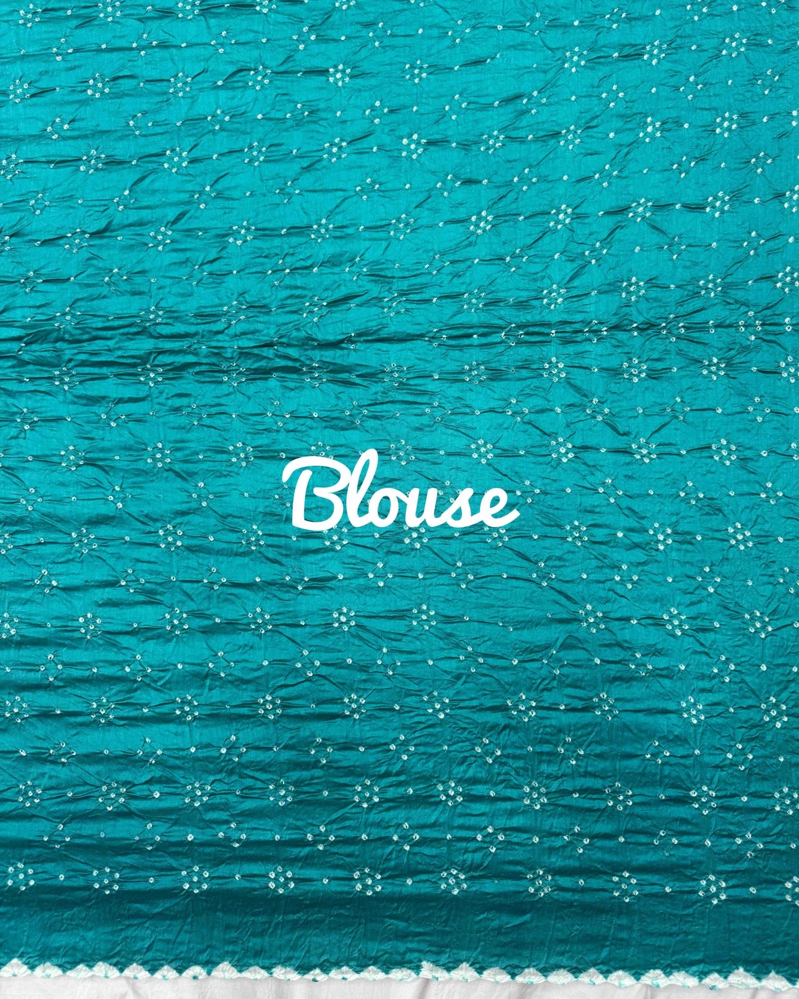 Turquoise & Brown Shaded Chiniya Bandhani Saree - SindhoiPatolaArt