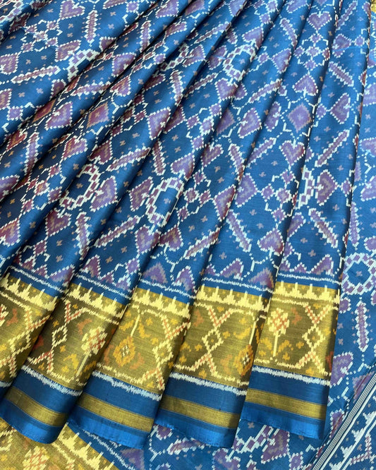 Turquoise Manekchowk Designer Patola Saree - SindhoiPatolaArt