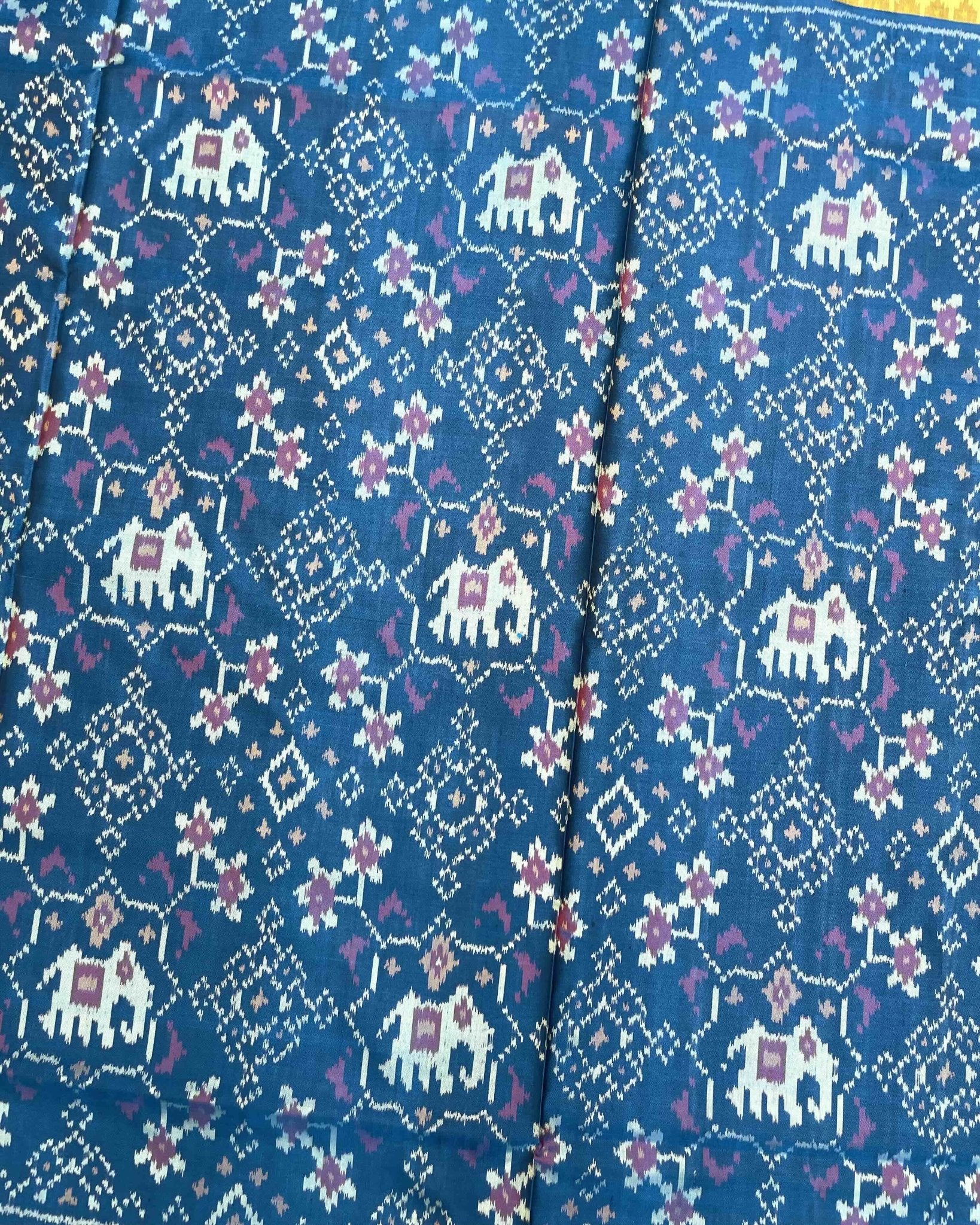 Turquoise Navratan Elephant Patola Saree - SindhoiPatolaArt