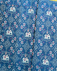 Turquoise Navratan Elephant Patola Saree - SindhoiPatolaArt