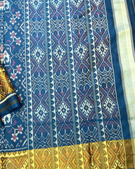 Turquoise Navratan Elephant Patola Saree - SindhoiPatolaArt