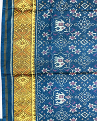 Turquoise Navratan Elephant Patola Saree - SindhoiPatolaArt