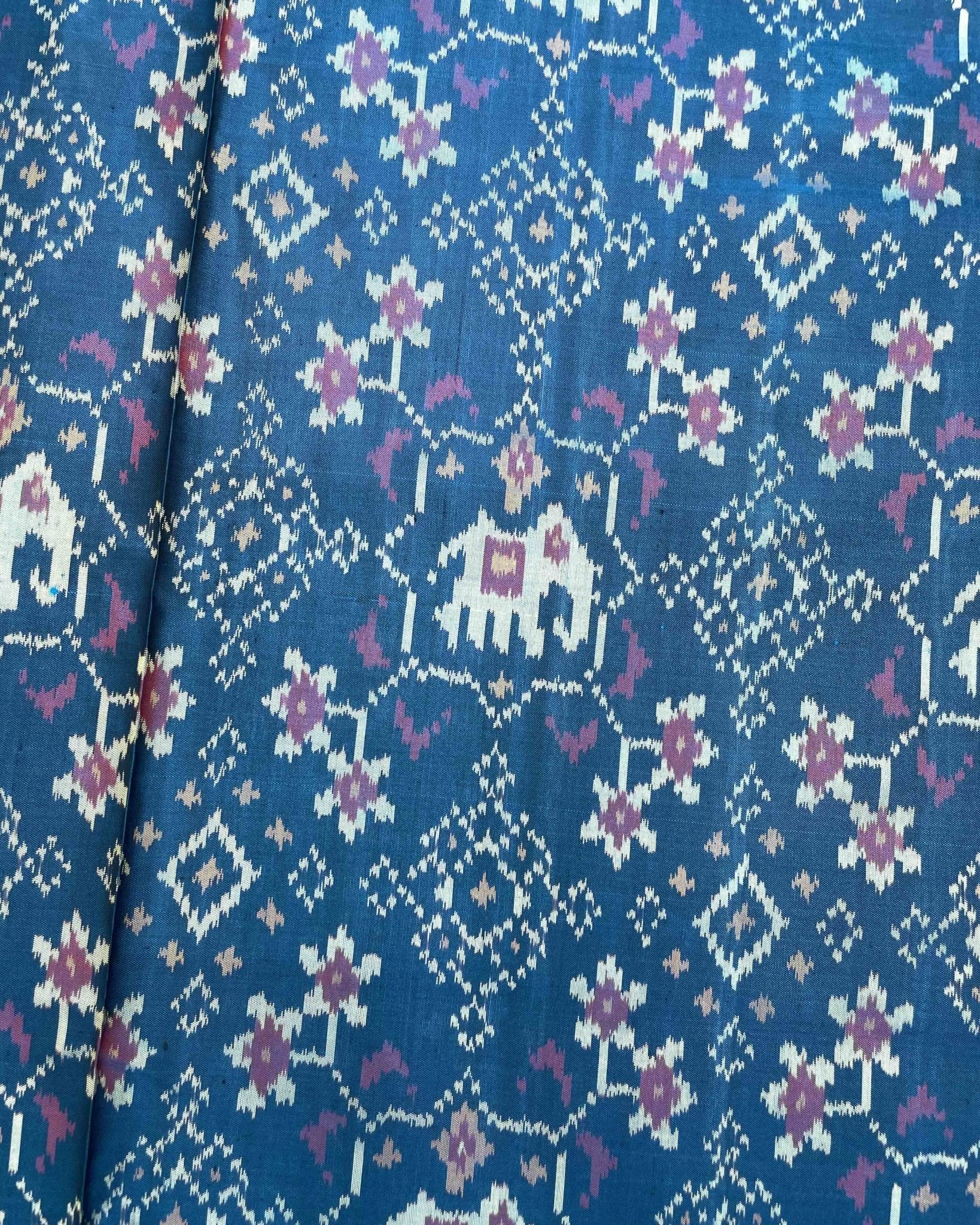 Turquoise Navratan Elephant Patola Saree - SindhoiPatolaArt