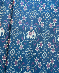 Turquoise Navratan Elephant Patola Saree - SindhoiPatolaArt