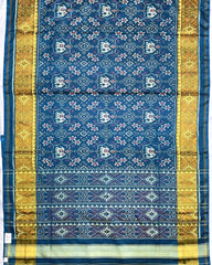 Turquoise Navratan Elephant Patola Saree - SindhoiPatolaArt