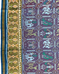 Turquoise & Onion Narikunj Patola Saree - SindhoiPatolaArt