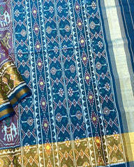 Turquoise & Onion Narikunj Patola Saree - SindhoiPatolaArt