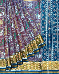 Turquoise & Onion Narikunj Patola Saree - SindhoiPatolaArt