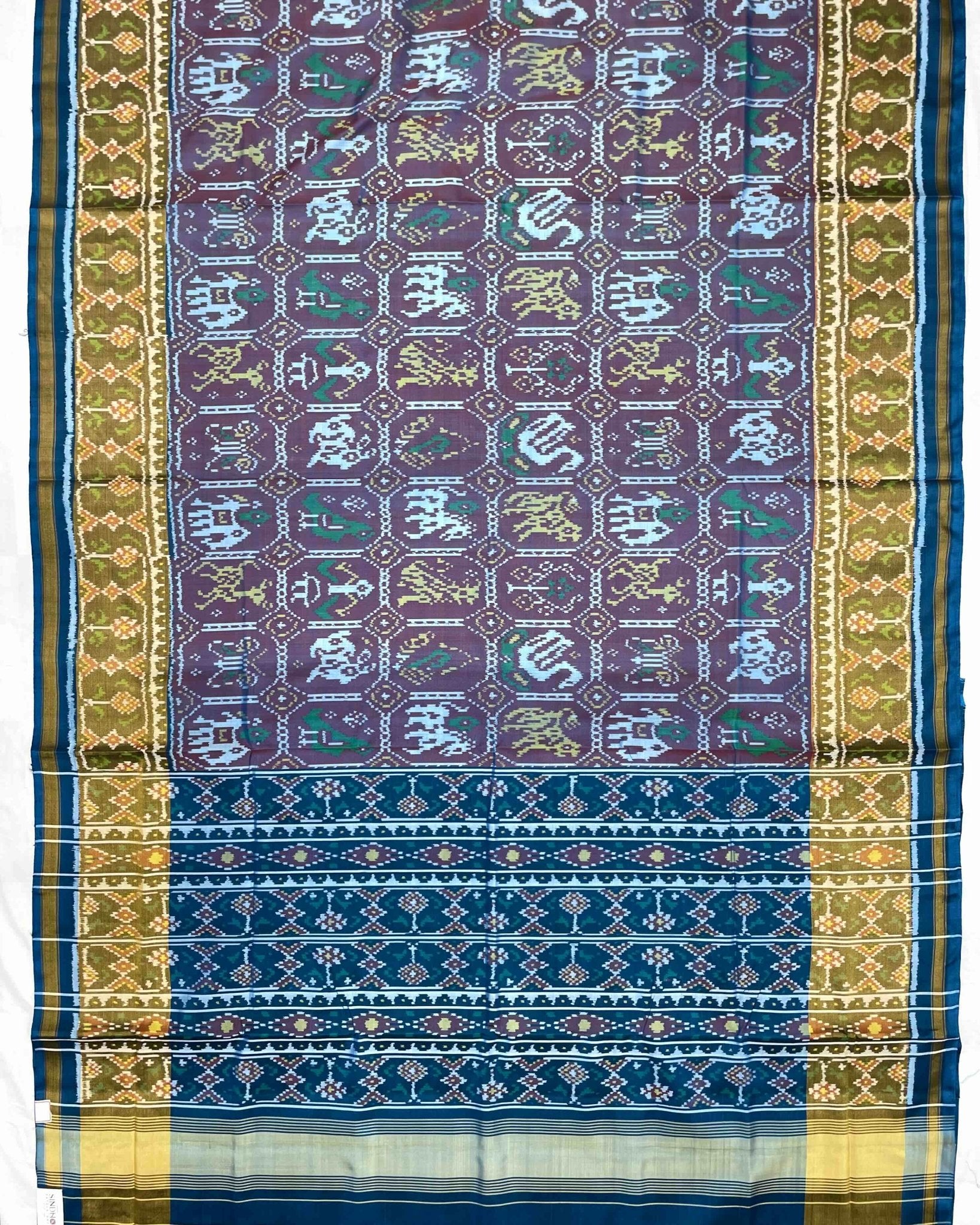 Turquoise & Onion Narikunj Patola Saree - SindhoiPatolaArt