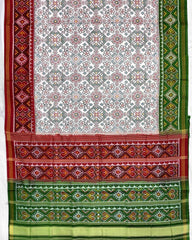 White Ganga Jamuna Navratan Designer Patola Saree - SindhoiPatolaArt