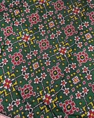 White & Green Navratan Designer Patola Saree - SindhoiPatolaArt