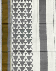 White & Grey Fancy Design with Scut Border Patola Saree - SindhoiPatolaArt