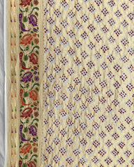 White Meenakari Bandhani Dupatta - SindhoiPatolaArt