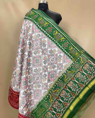 White Navratan Ganga Jamuna Designer Patola Dupatta - SindhoiPatolaArt