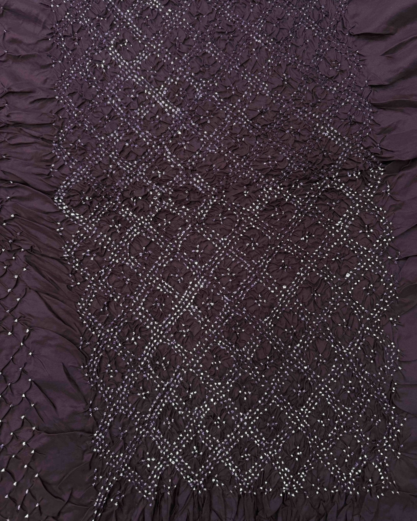 Wine Habotai Bandhani Saree - SindhoiPatolaArt