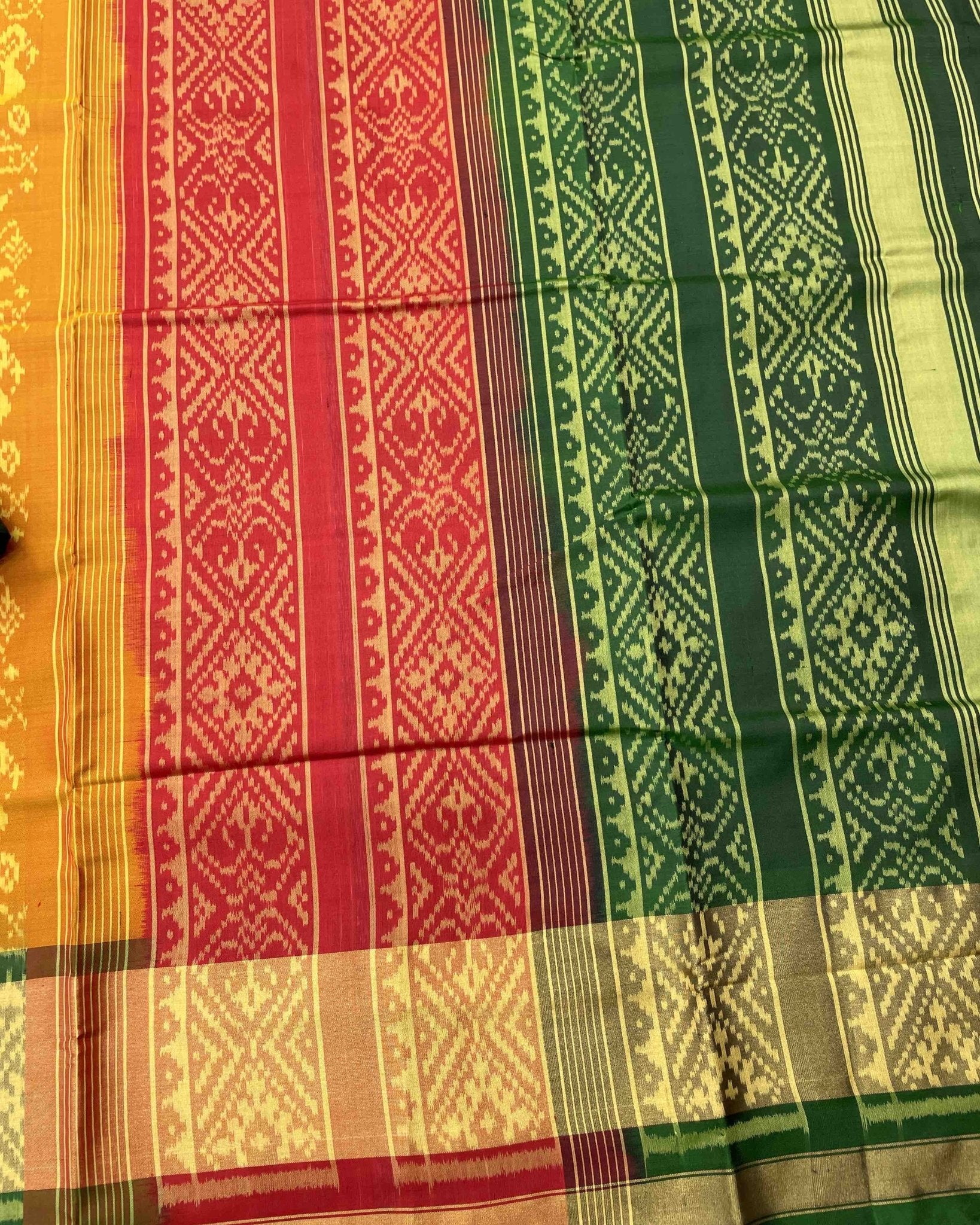 Yellow Ganga Jamuna Narikunj Designer Patola Saree - SindhoiPatolaArt