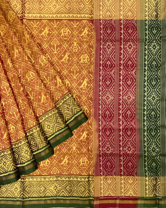 Yellow Ganga Jamuna Narikunj Designer Patola Saree - SindhoiPatolaArt