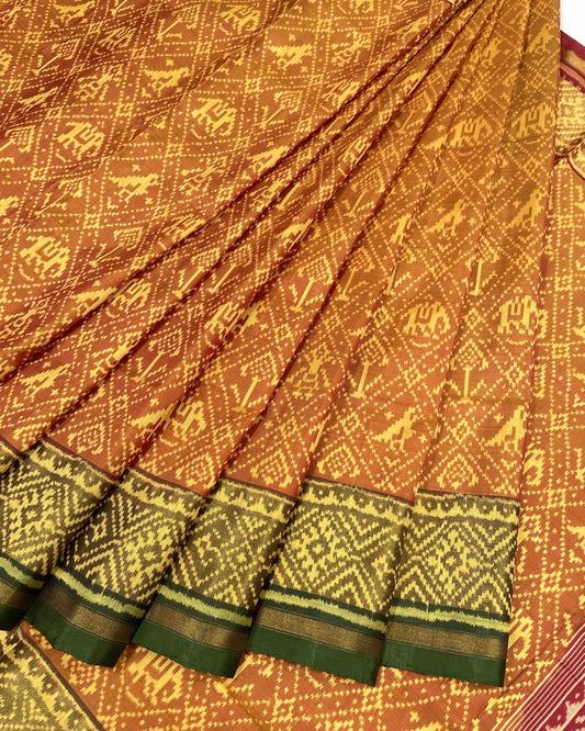 Yellow Ganga Jamuna Narikunj Designer Patola Saree - SindhoiPatolaArt