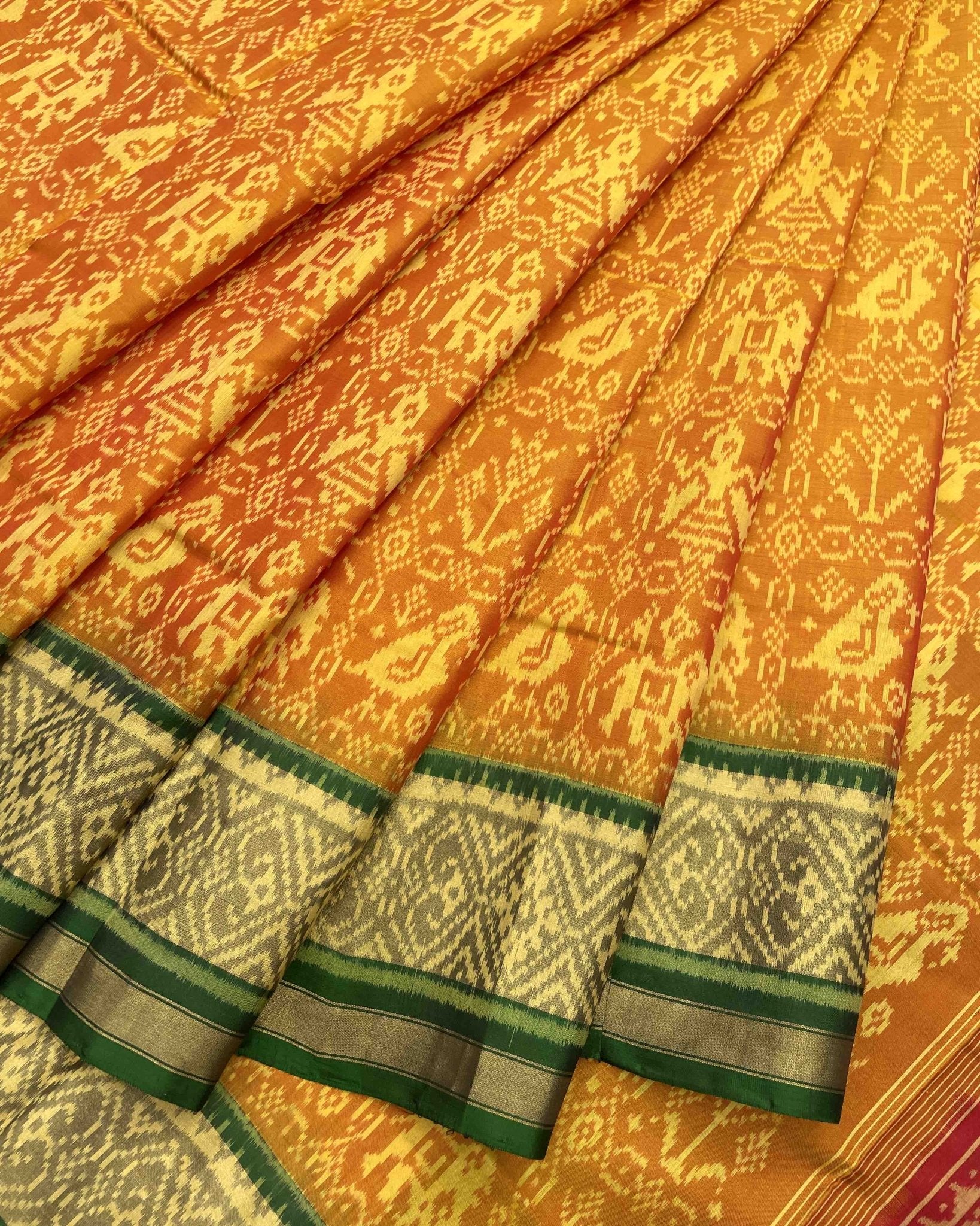 Yellow Ganga Jamuna Narikunj Designer Patola Saree - SindhoiPatolaArt