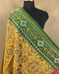 Yellow Ganga Jamuna Navratan Designer Patola Dupatta - SindhoiPatolaArt