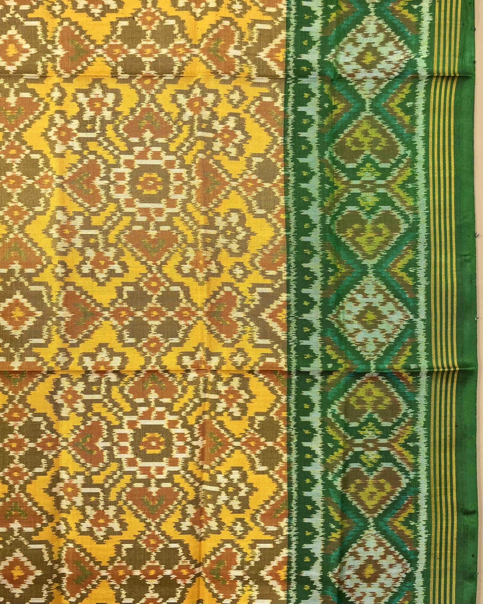 Yellow Ganga Jamuna Navratan Designer Patola Dupatta - SindhoiPatolaArt