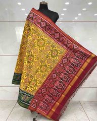 Yellow Ganga Jamuna Navratan Patola Dupatta - SindhoiPatolaArt