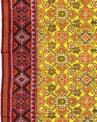 Yellow Ganga Jamuna Navratan Patola Saree - SindhoiPatolaArt
