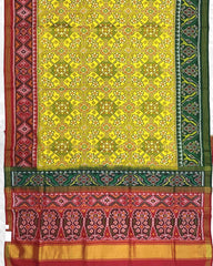 Yellow Ganga Jamuna Navratan Patola Saree - SindhoiPatolaArt
