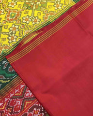 Yellow Ganga Jamuna Navratan Patola Saree - SindhoiPatolaArt