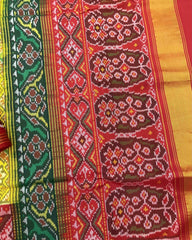 Yellow Ganga Jamuna Navratan Patola Saree - SindhoiPatolaArt