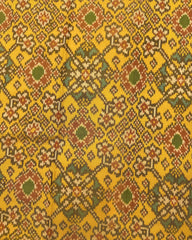 Yellow Ganga Jamuna Navratan Semi Double Ikat Patola Saree - SindhoiPatolaArt
