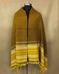 Yellow & Mustard Shaded Kutchi Woolen Shawl - SindhoiPatolaArt