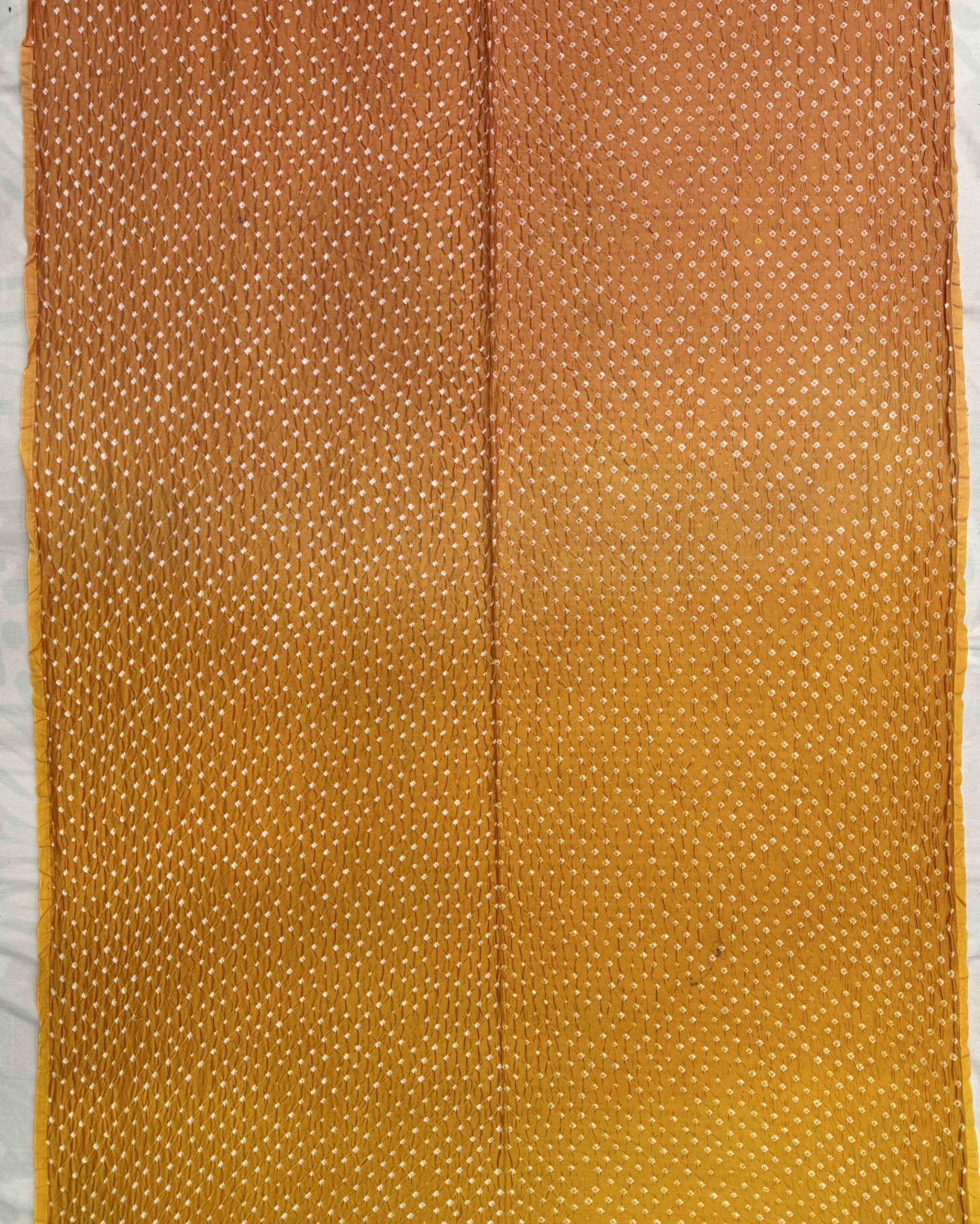 Yellow & Pink Shaded Chanderi Bandhani Saree - SindhoiPatolaArt