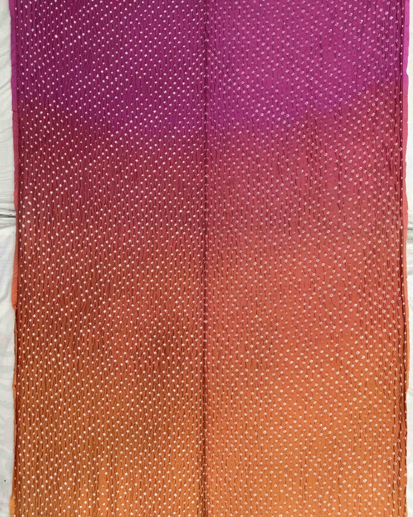 Yellow & Pink Shaded Chanderi Bandhani Saree - SindhoiPatolaArt