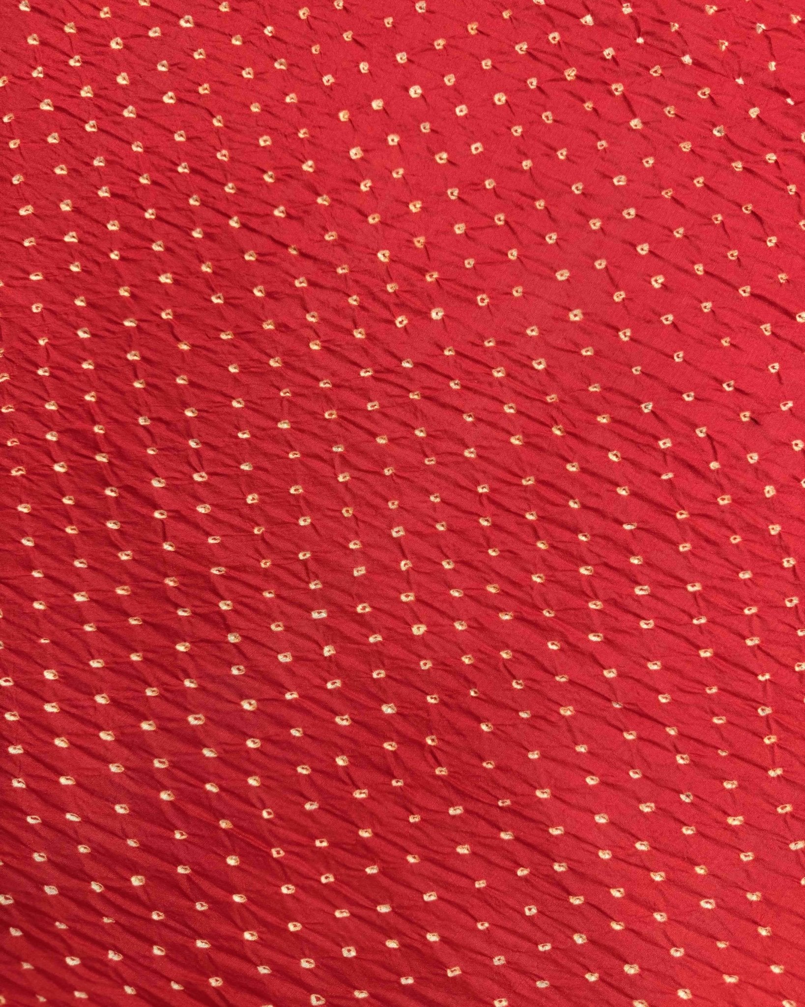 Yellow & Red Shaded Munga Silk Bandhani Saree - SindhoiPatolaArt