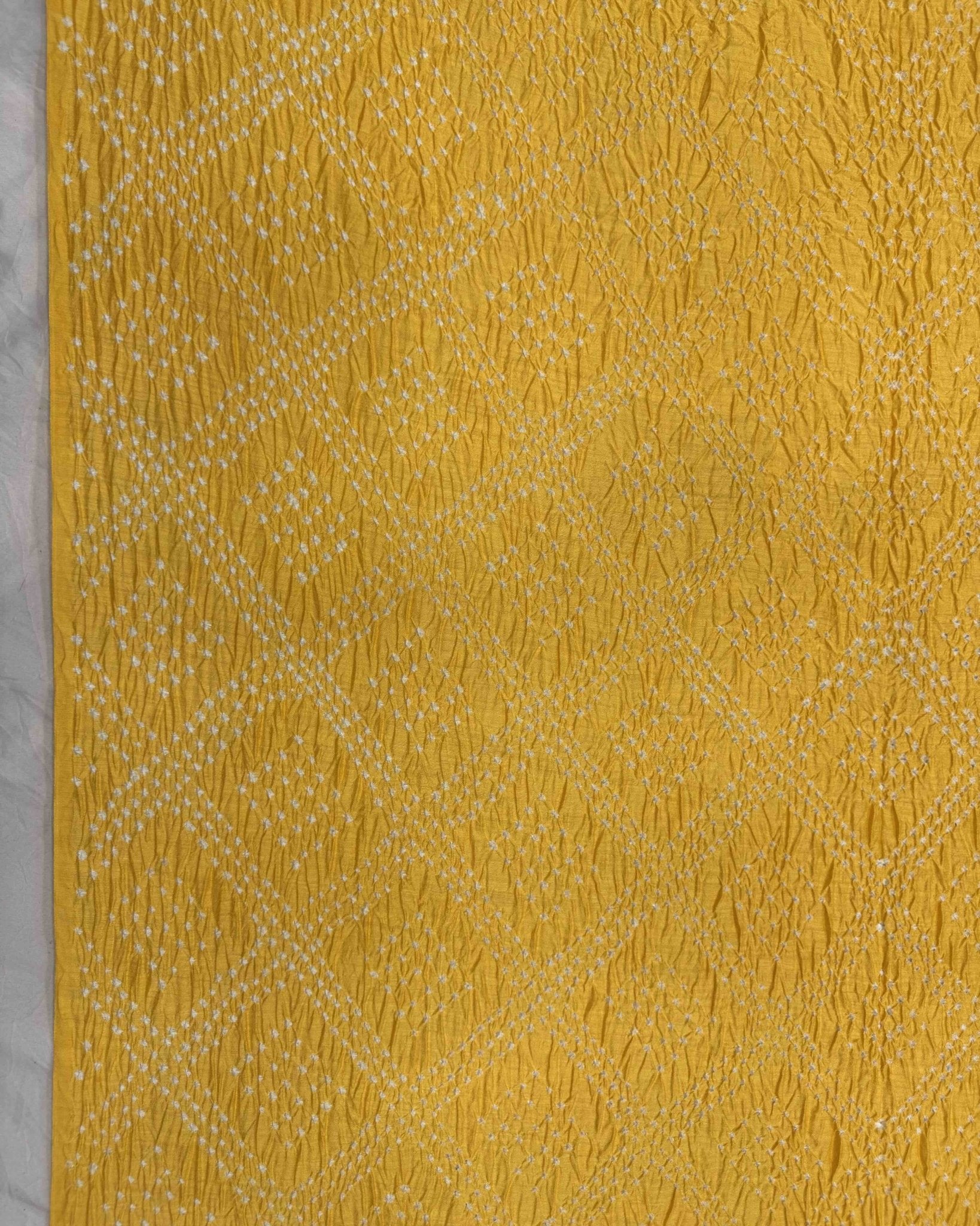 Yellow Tussar Silk Bandhani Saree - SindhoiPatolaArt