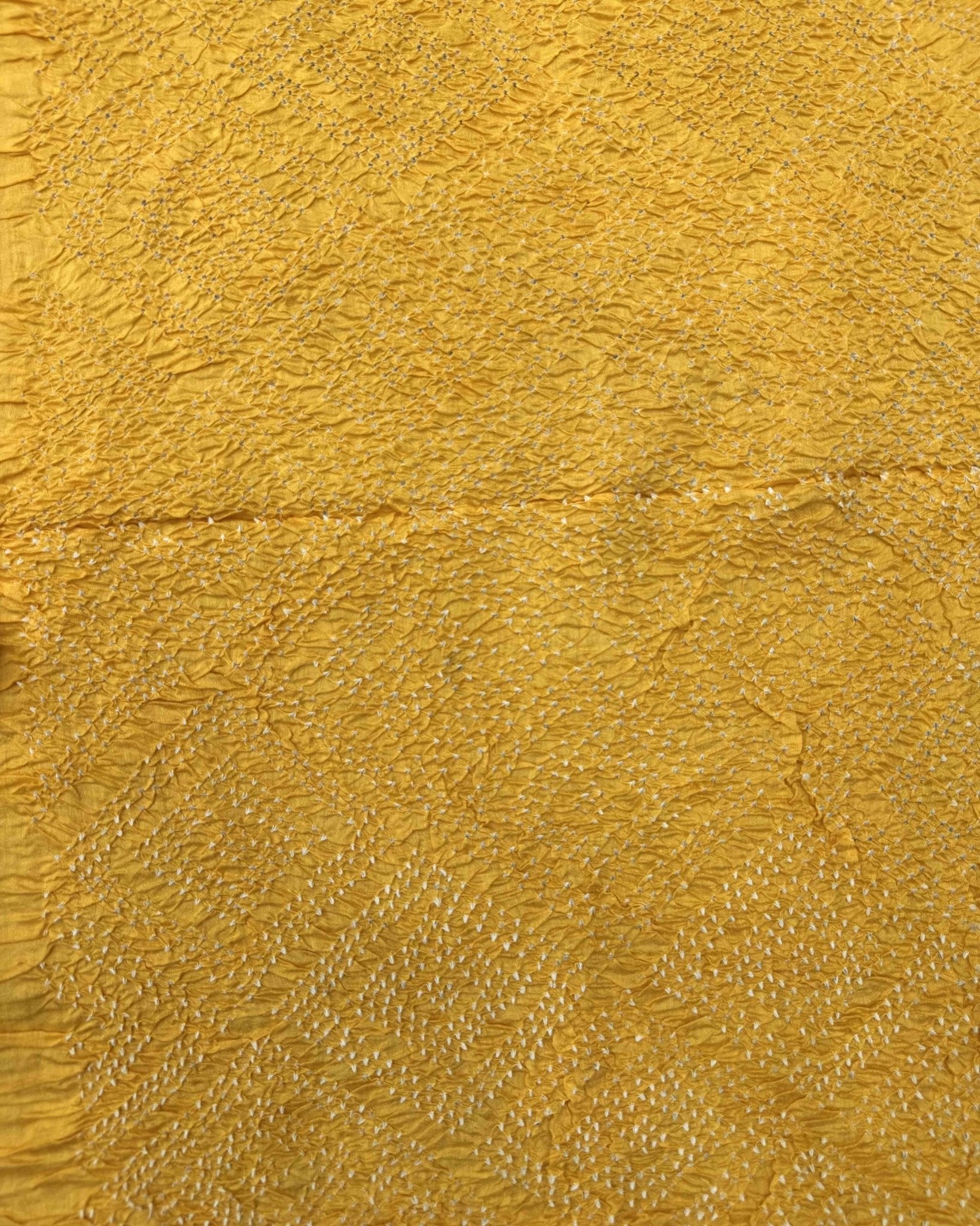 Yellow Tussar Silk Bandhani Saree - SindhoiPatolaArt