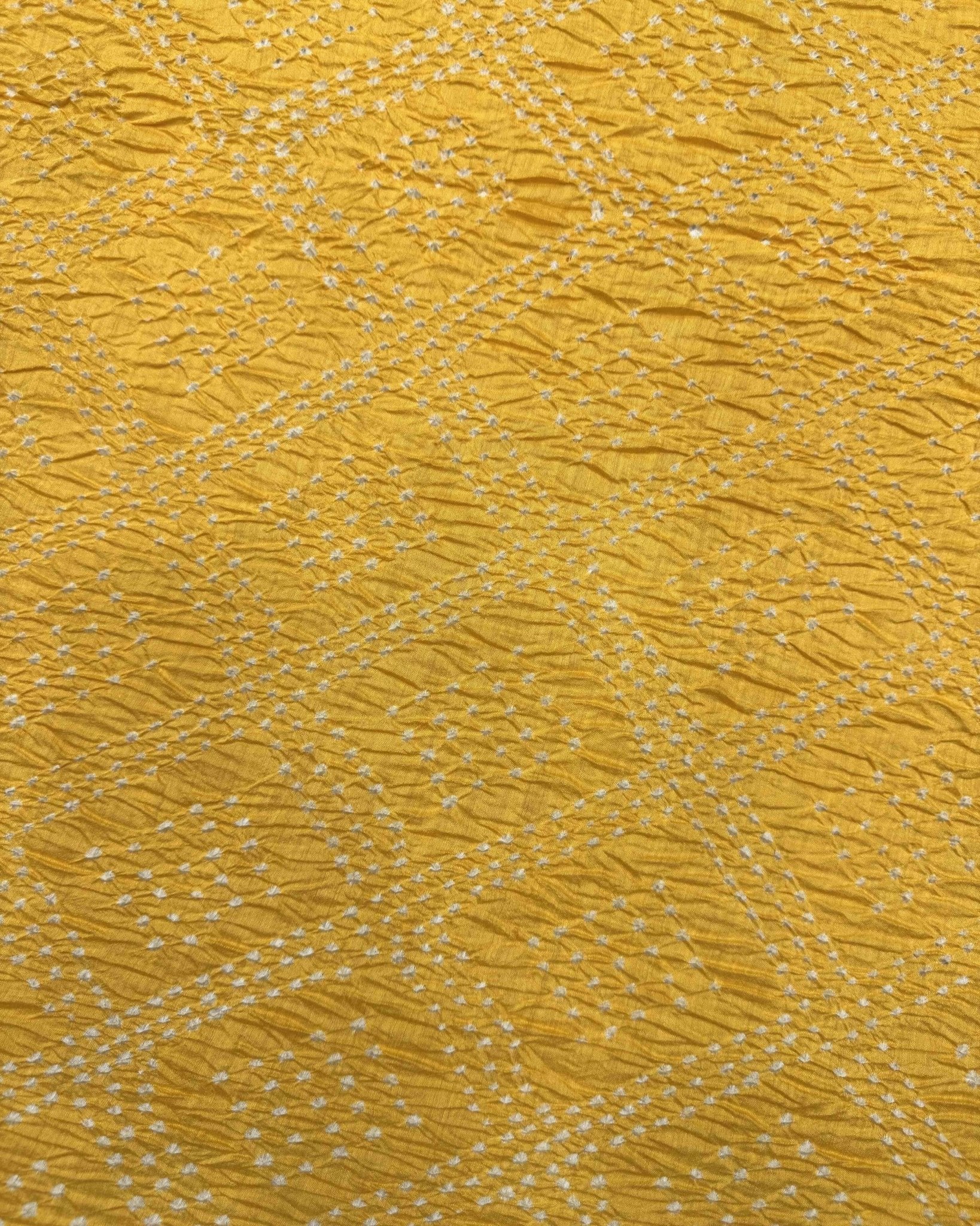 Yellow Tussar Silk Bandhani Saree - SindhoiPatolaArt