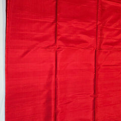 Soft Silk Plain Bright Red Saree with Cream Pallu