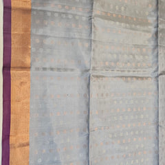 Soft Silk Butta Grey Colour Saree with Purple Pallu