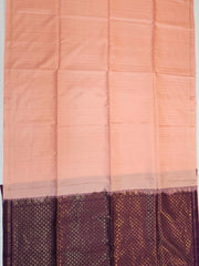 Soft Silk Butta Peach Colour Saree with Wine Colour Pallu