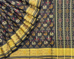 Black Narikunj Tissue Border patola Saree - SindhoiPatolaArt