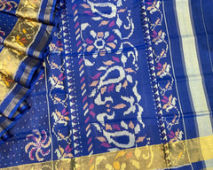 Blue Flower Designer Patola - SindhoiPatolaArt