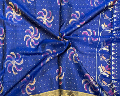 Blue Flower Designer Patola - SindhoiPatolaArt
