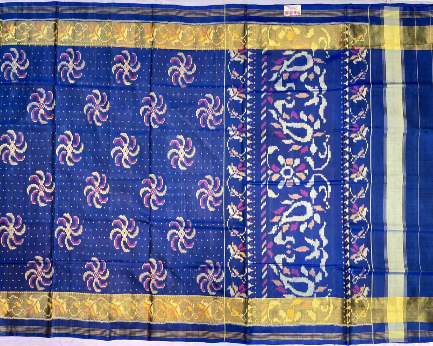 Blue Flower Designer Patola - SindhoiPatolaArt