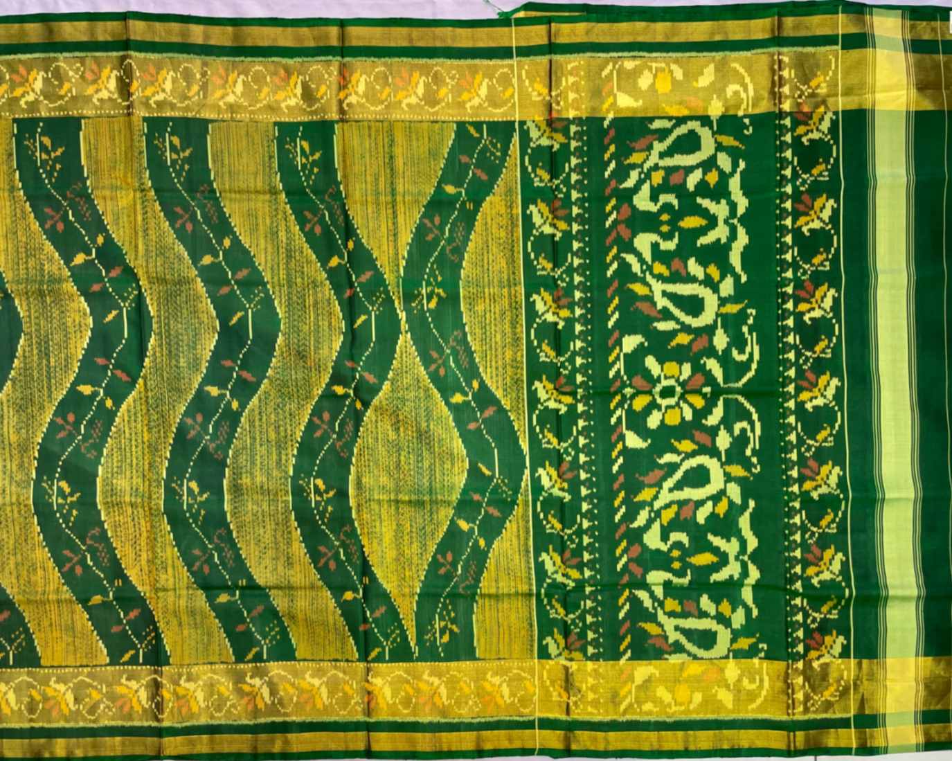 Fancy Design Green Mahendi Patola Saree - SindhoiPatolaArt