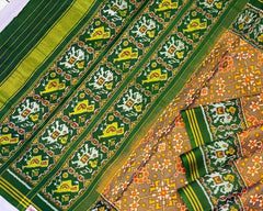 Green & golden green Patola saree - SindhoiPatolaArt