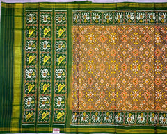 Green & golden green Patola saree - SindhoiPatolaArt