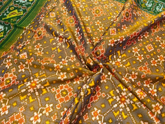 Green & golden green Patola saree - SindhoiPatolaArt