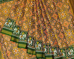 Green & golden green Patola saree - SindhoiPatolaArt